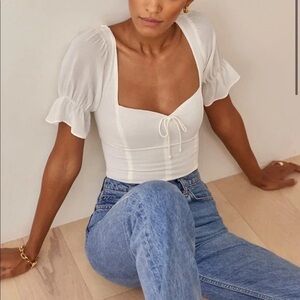 Reformation white top perfect for bachelorette or wedding events